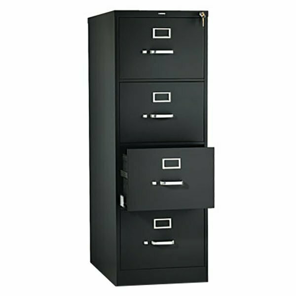 Hon 514CPP 510 Series Black Full-Suspension Four-Drawer Filing Cabinet - 18 1/4'' x 25'' x 52'' 328HON514CPP